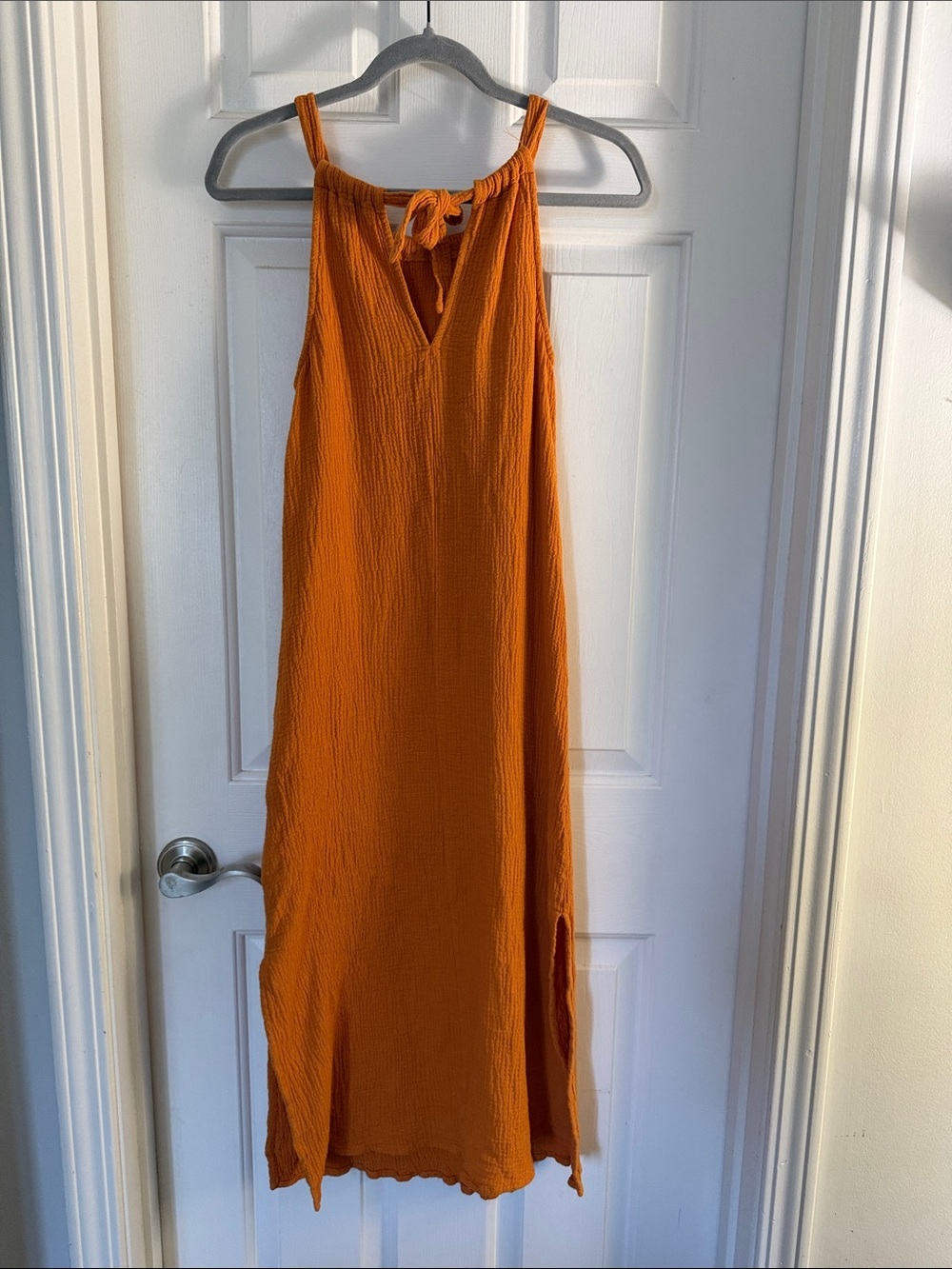 Evereve Asher gauzy Midi Dress in Tangerine Orange XS - Picture 5 of 6